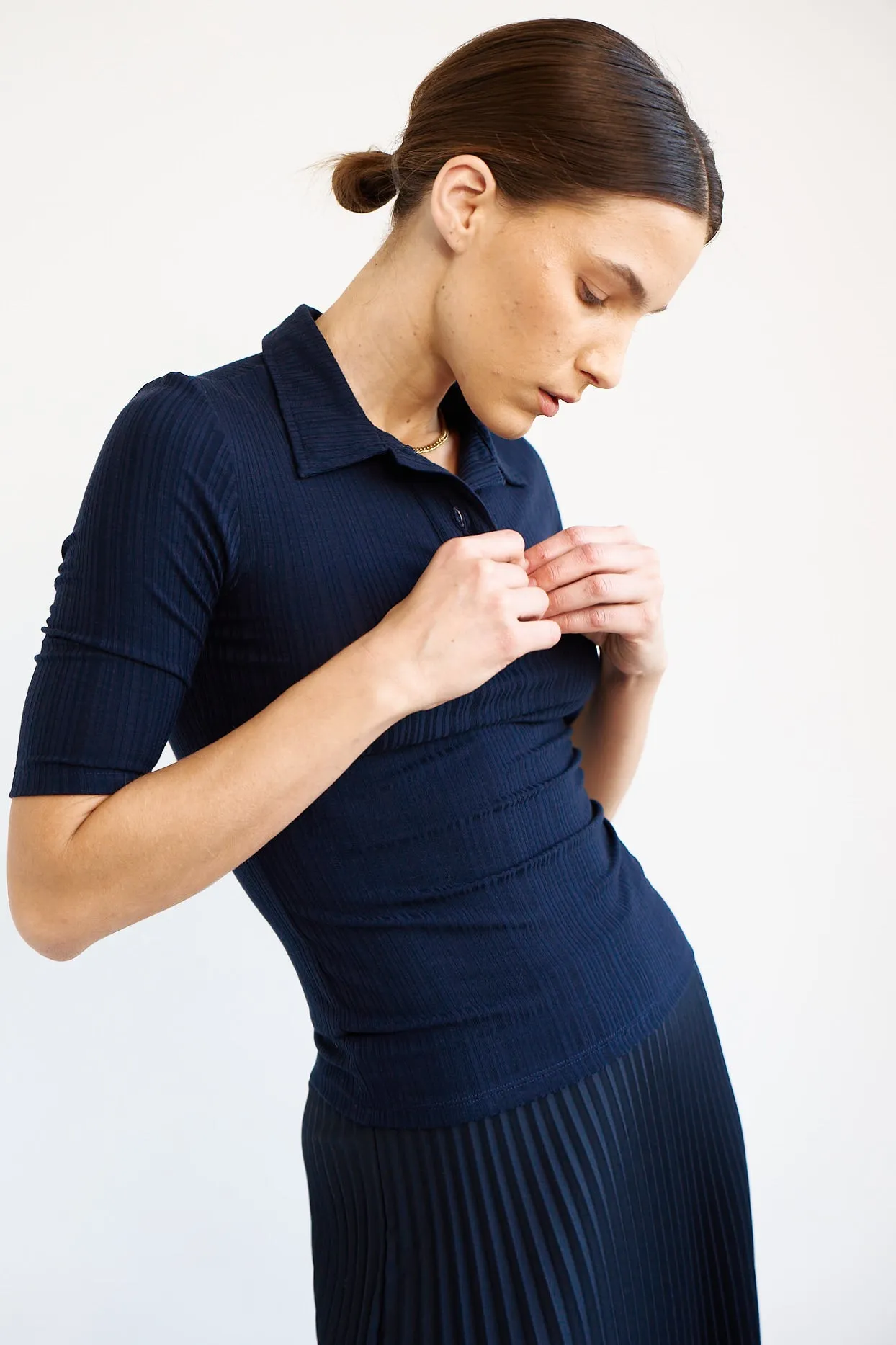 The Slim Polo Tee in Navy sold by Jamie Haller product image thumbnail 3