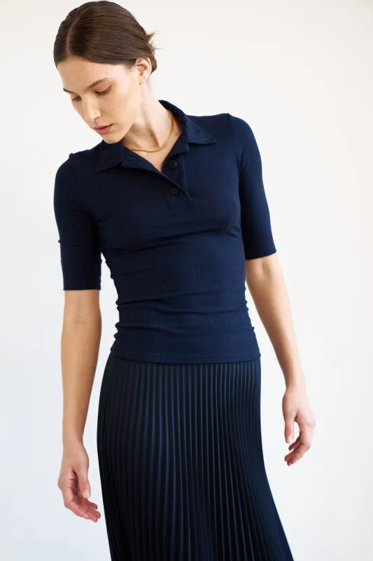The Slim Polo Tee in Navy made by Jamie Haller