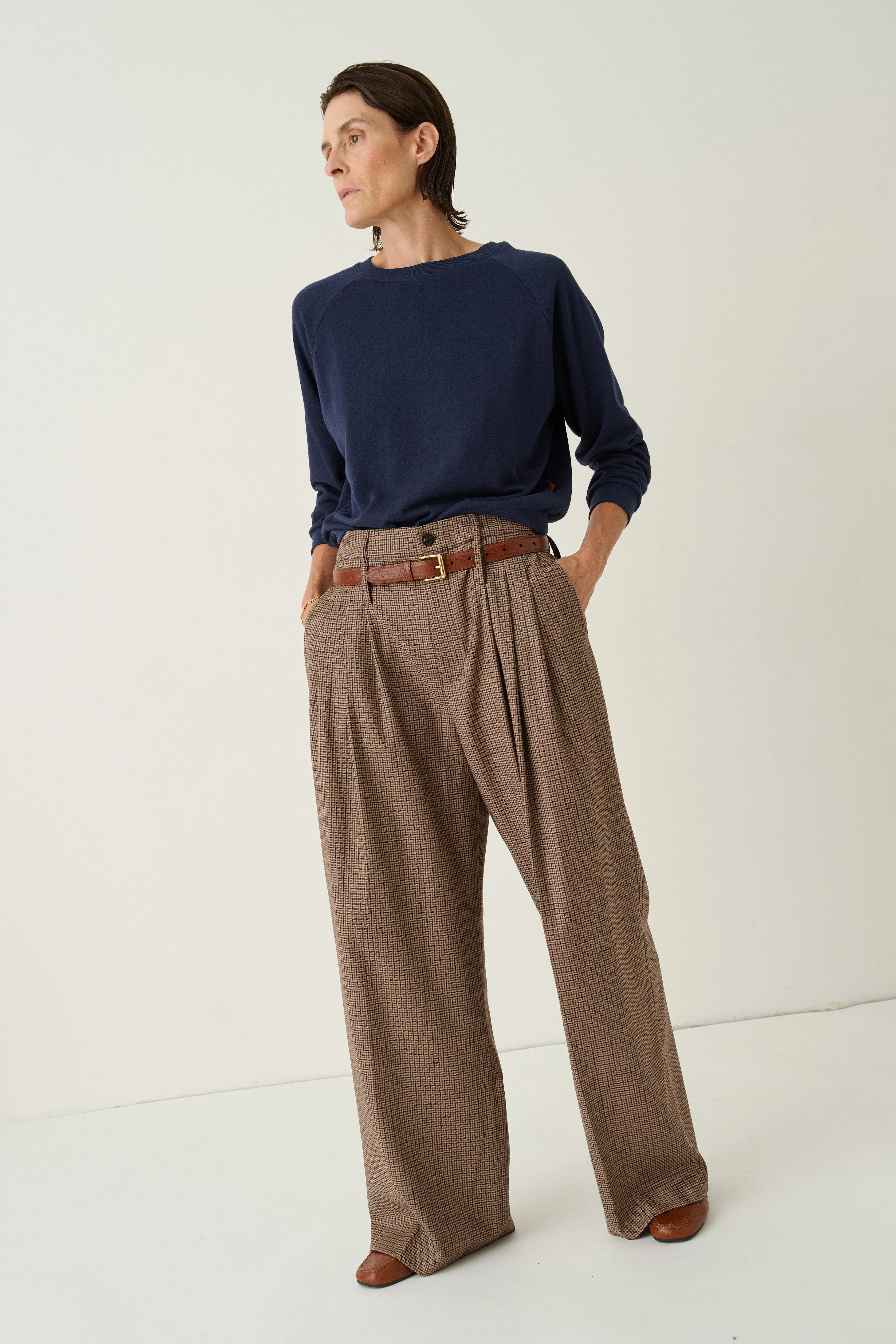 The Triple Pleat Trouser in Houndstooth sold by Jamie Haller product image thumbnail 3