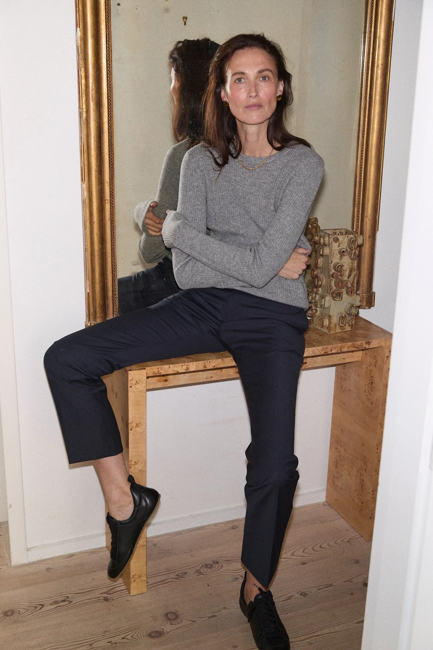 The Rib Slim Sweater in Graphite sold by Jamie Haller