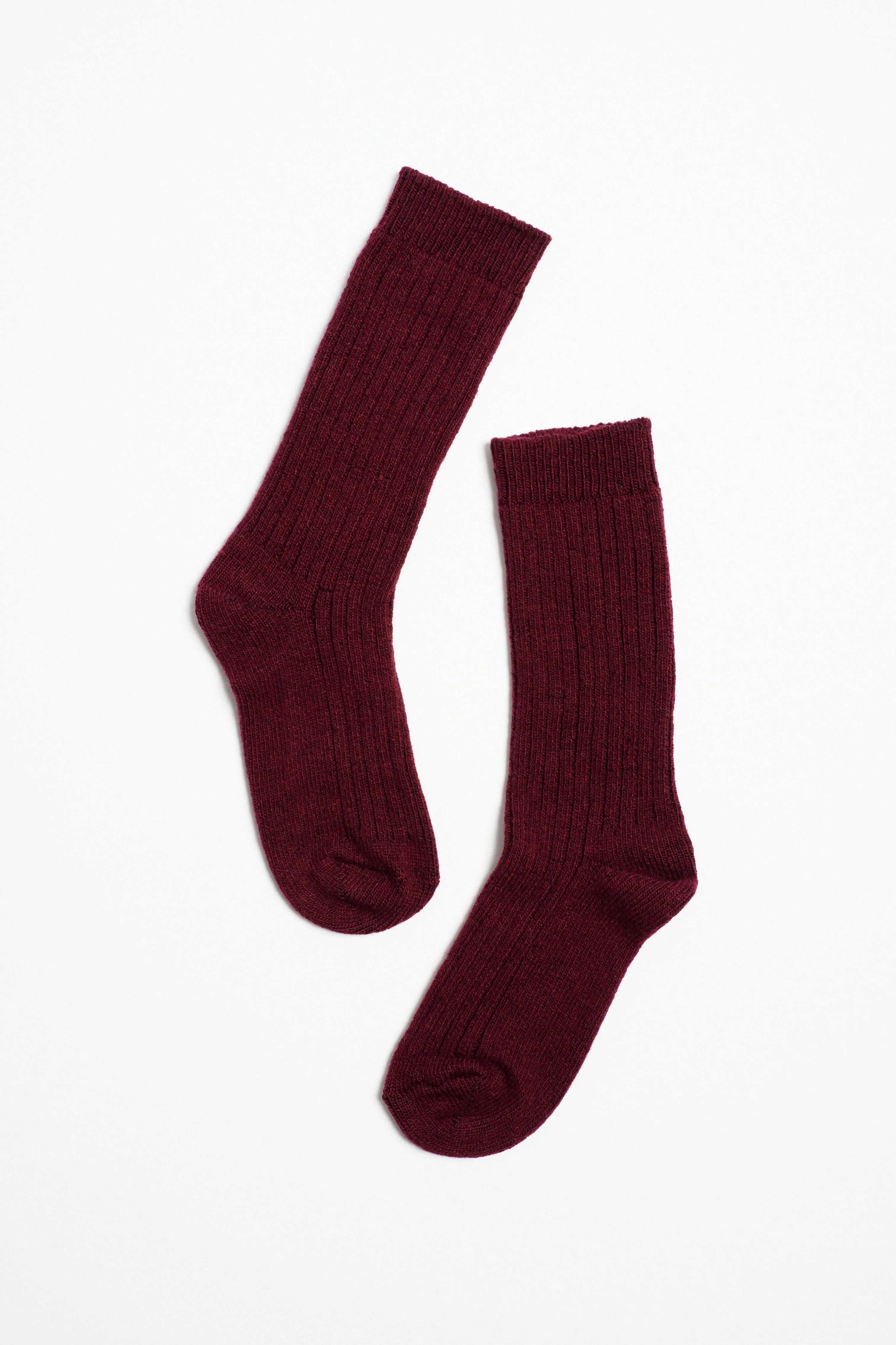 Ribbed Crew Socks in Burgundy sold by Jamie Haller