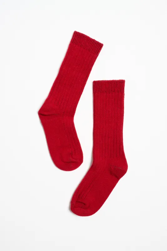 Ribbed Crew Socks in Red made by Jamie Haller
