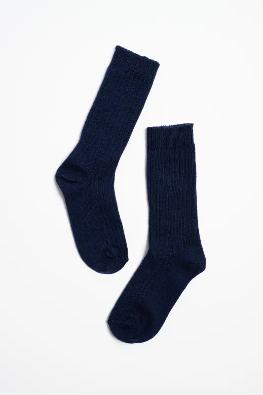 Ribbed Crew Socks in Navy made by Jamie Haller