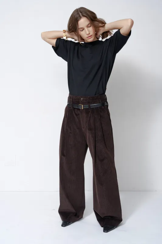 The Triple Pleat Trouser in Cacao made by Jamie Haller