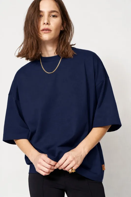 The Big Hem Tee in Navy made by Jamie Haller