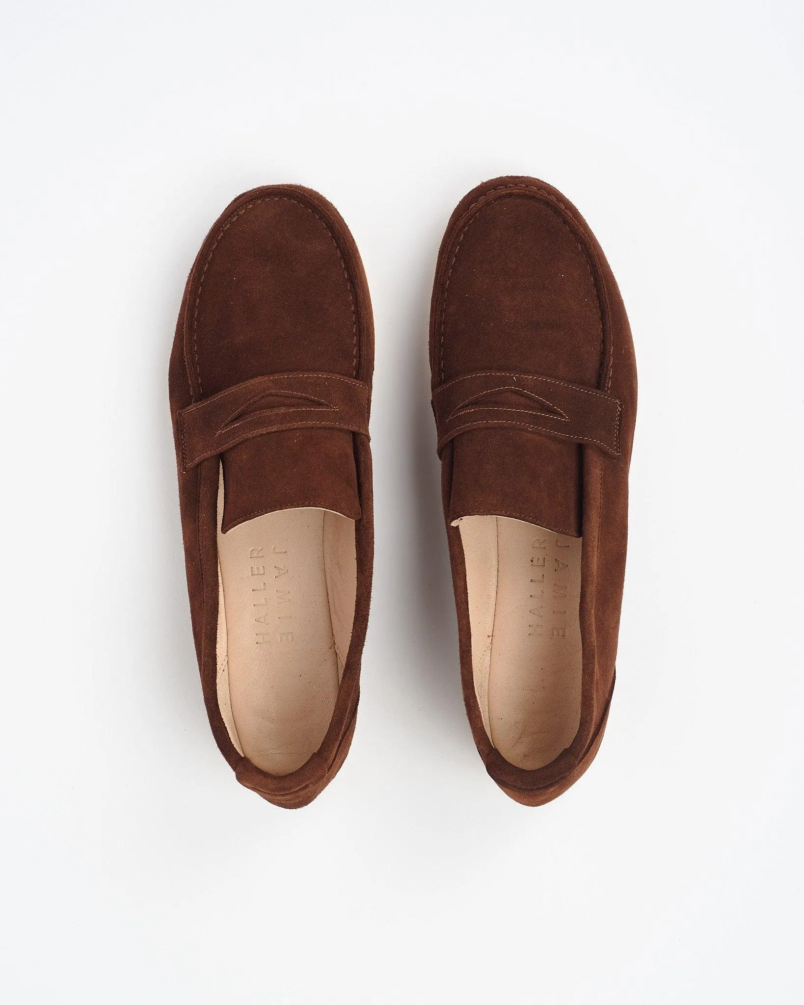 The Penny Loafer in Chocolate Suede sold by Jamie Haller