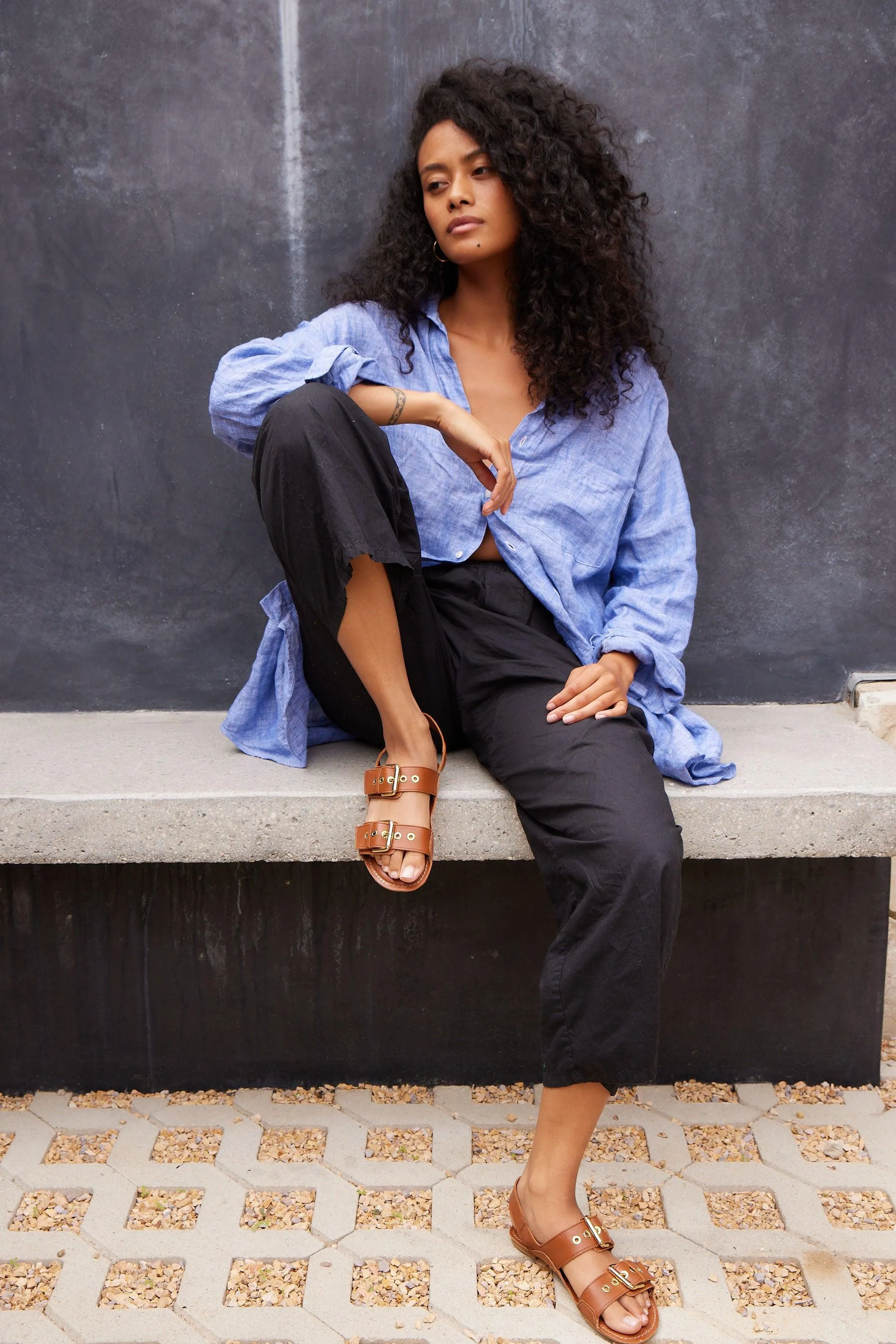 The Double Buckle Sandal in Cognac sold by Jamie Haller product image thumbnail 2