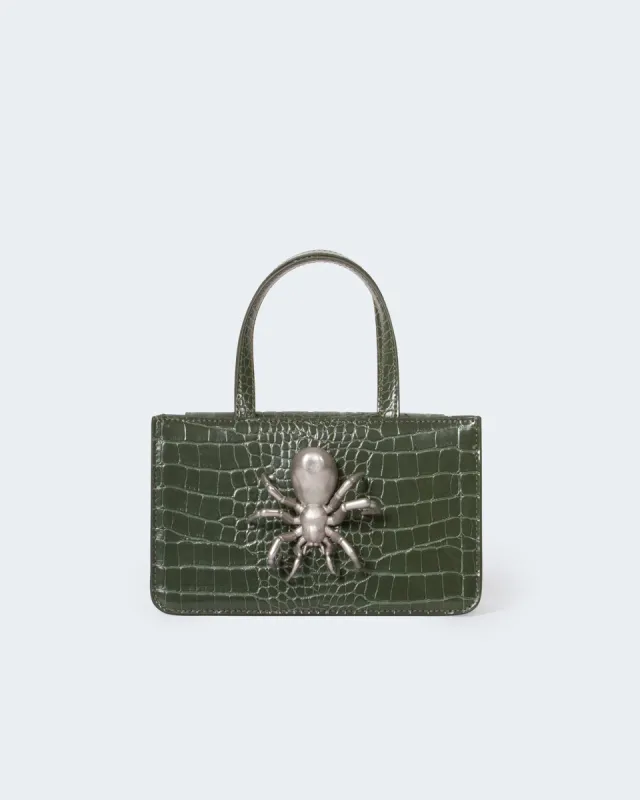 Small Spider Bag in Olive sold by Puppets and Puppets