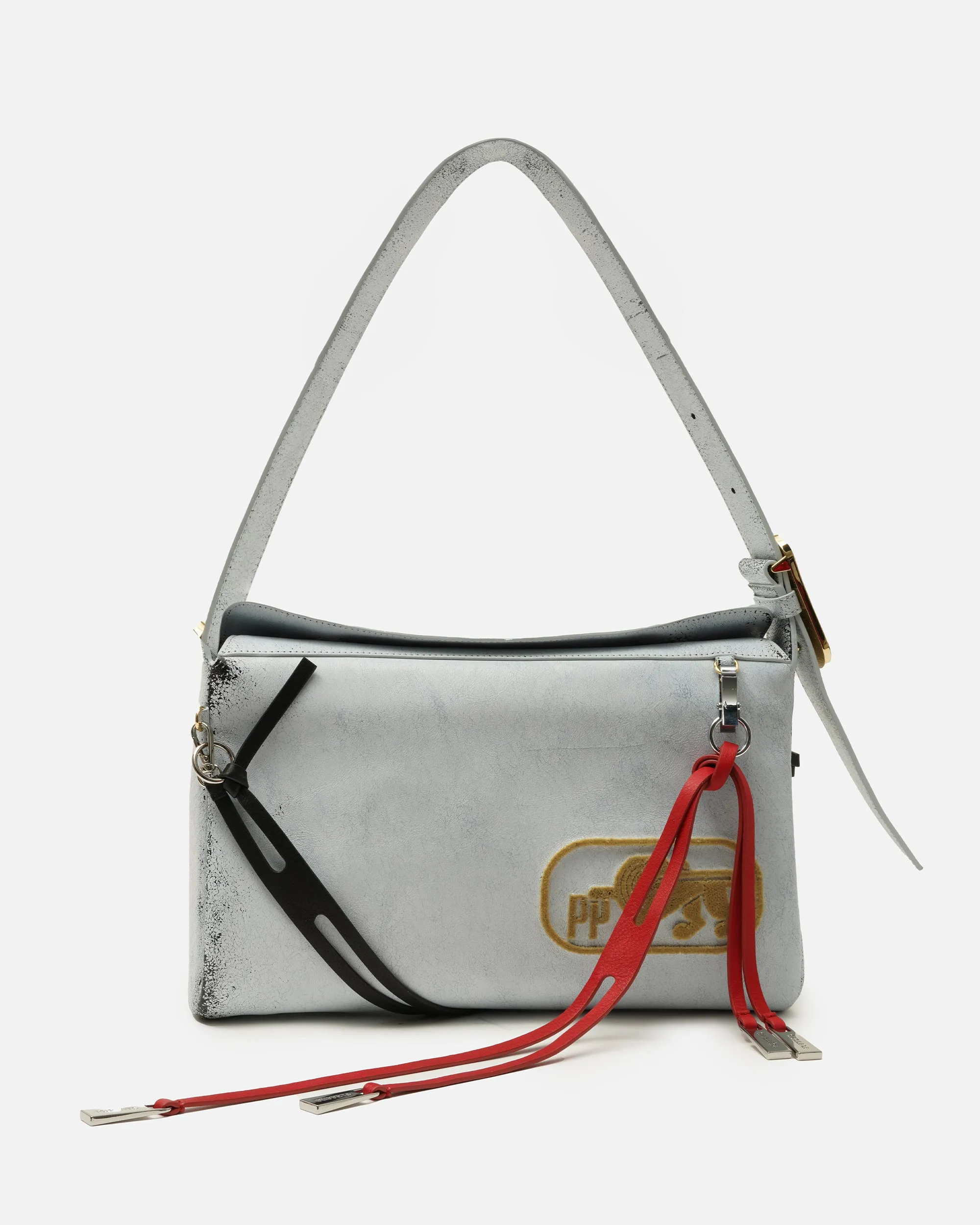 East/West Leather Pillow Bag in White sold by Puppets and Puppets