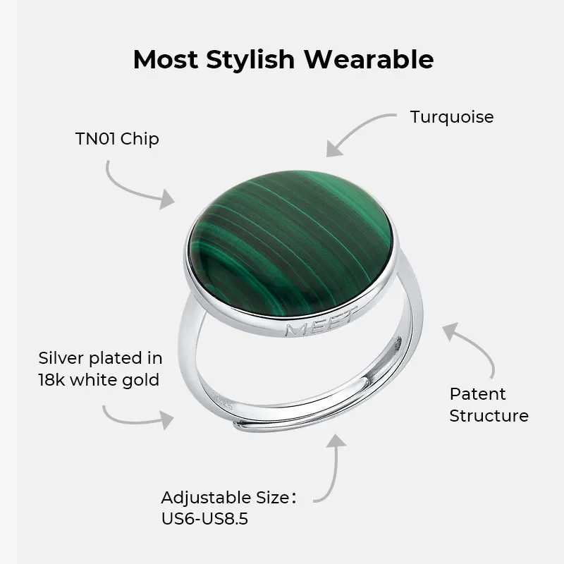 totwoo MEET Malachite Smart Ring(18K white gold plated silver) sold by Totwoo product image thumbnail 4