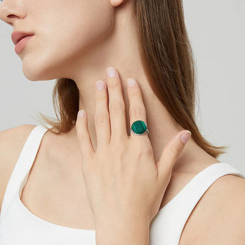 totwoo MEET Malachite Smart Ring(18K white gold plated silver) sold by Totwoo product image thumbnail 3