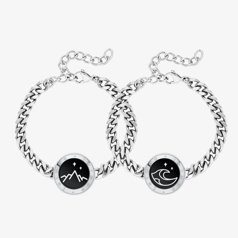 Mountain&Sea Touch Bracelets with Cuban Chain (Silver+Silver) sold by Totwoo