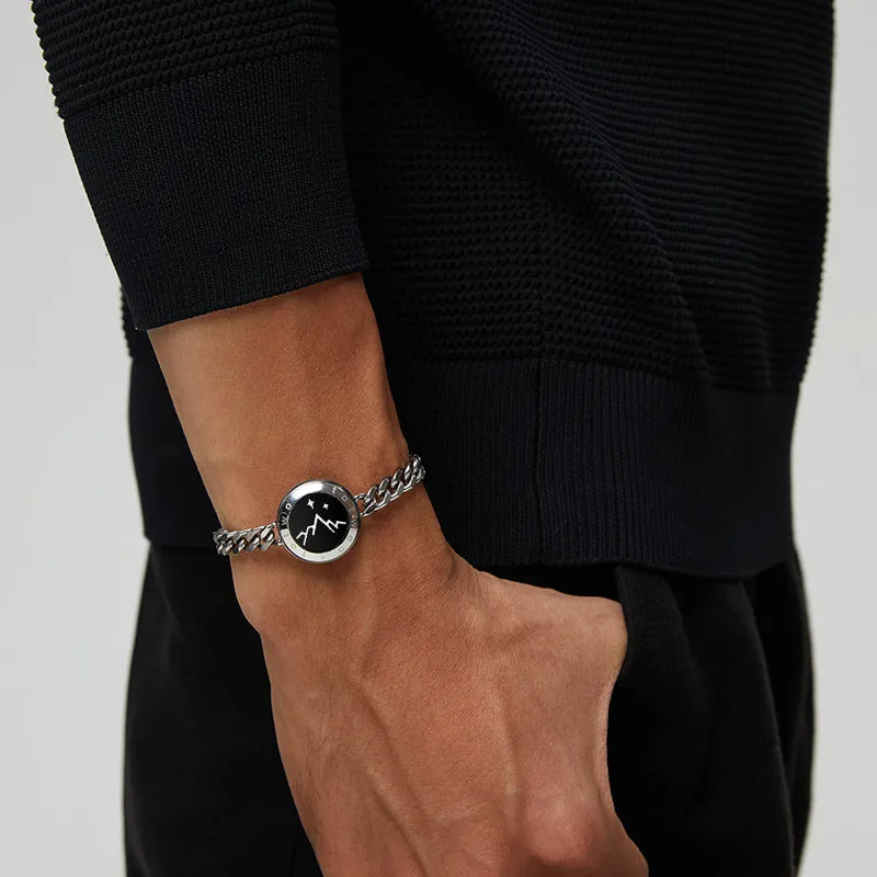 Mountain&Sea Touch Bracelets with Cuban Chain (Silver+Silver) sold by Totwoo product image thumbnail 5