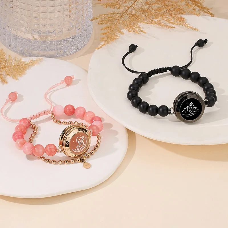 Mountain & Sea Touch Bracelets with Beaded Black Agate and Pink Persian Jade sold by Totwoo product image thumbnail 5