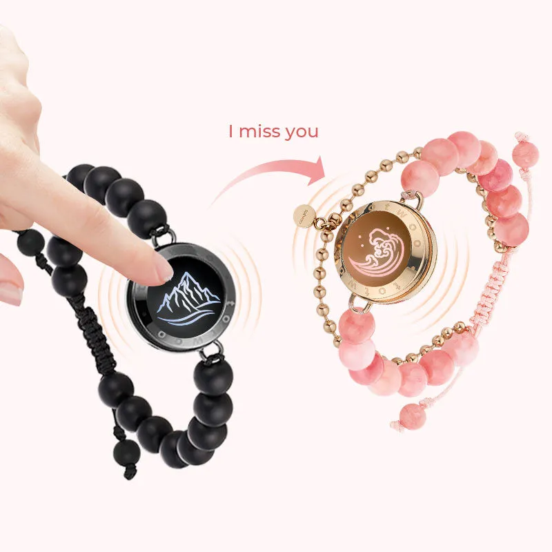 Mountain & Sea Touch Bracelets with Beaded Black Agate and Pink Persian Jade sold by Totwoo product image thumbnail 2