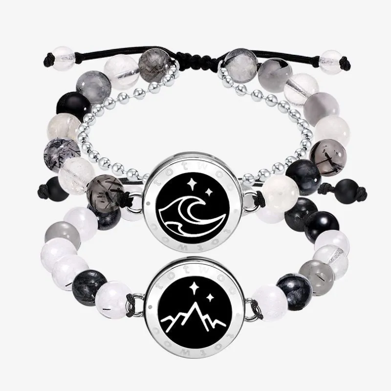 Mountain & Sea Touch Bracelets with Beaded Black Rutilated Quartz sold by Totwoo