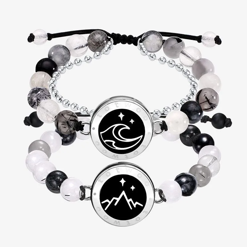 Mountain & Sea Touch Bracelets with Beaded Black Rutilated Quartz sold by Totwoo