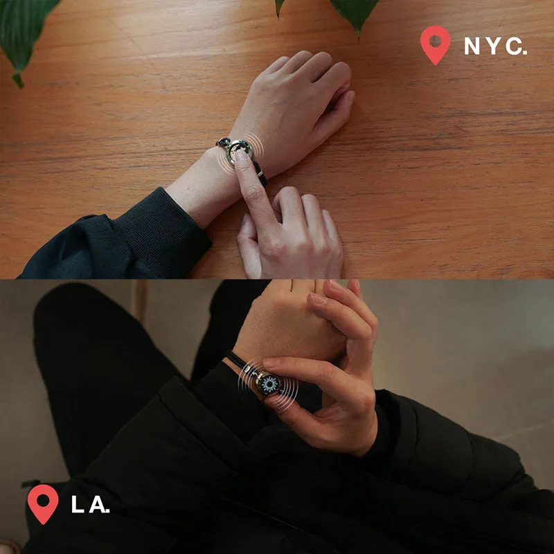 Sun&Moon Touch Bracelets with Braided Leather Rope(Black+Black) sold by Totwoo product image thumbnail 3