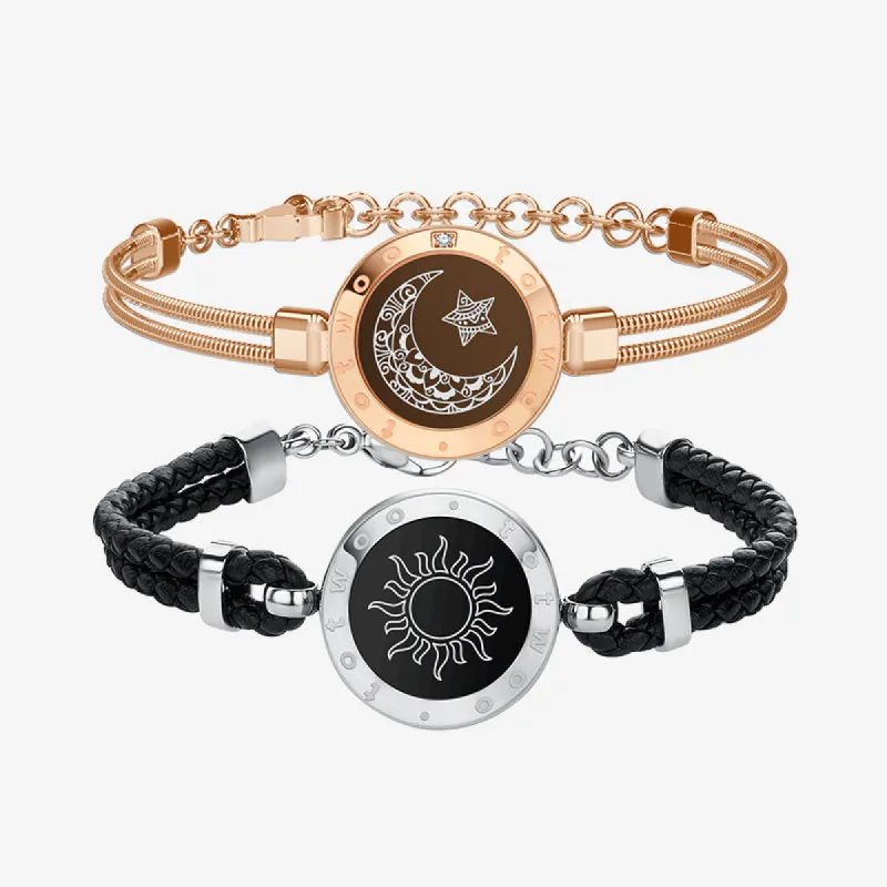 Sun&Moon Touch Bracelets(Braided Sun+Snake Chain Moon) sold by Totwoo