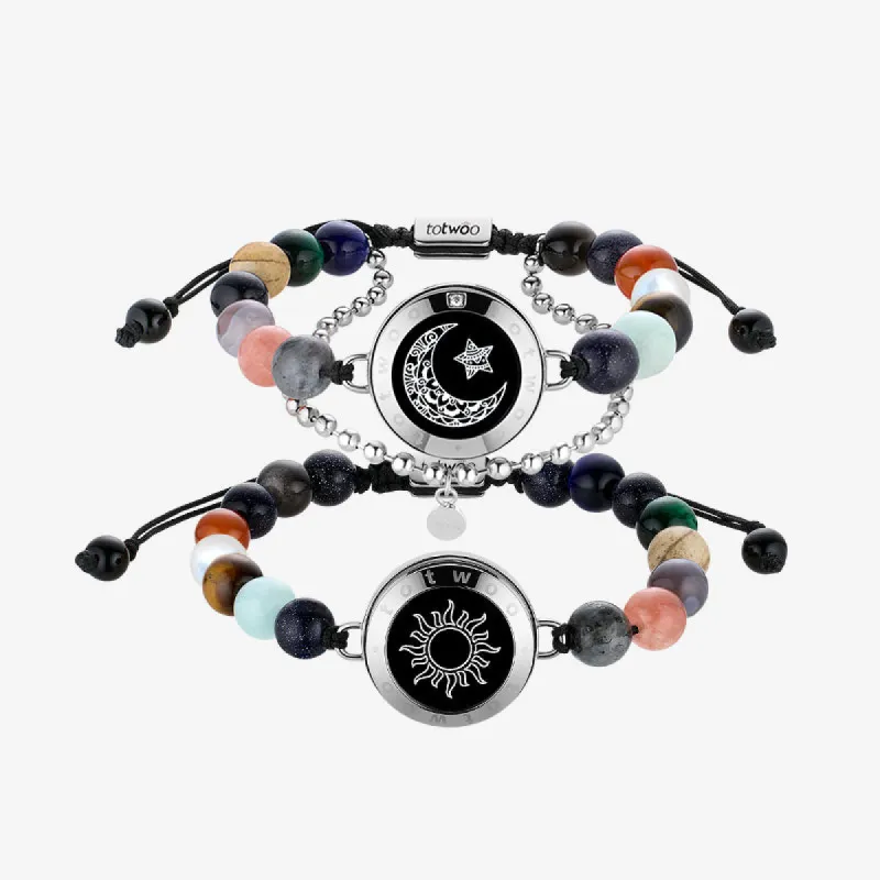Sun&Moon Touch Bracelets with Solar System Guardian Beads sold by Totwoo