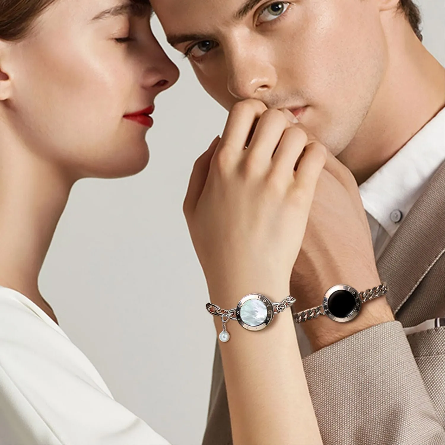 Soulmate 2.0 Touch Bracelets(Silver Cuban Chain+Silver Figaro Chain) sold by Totwoo product image thumbnail 3