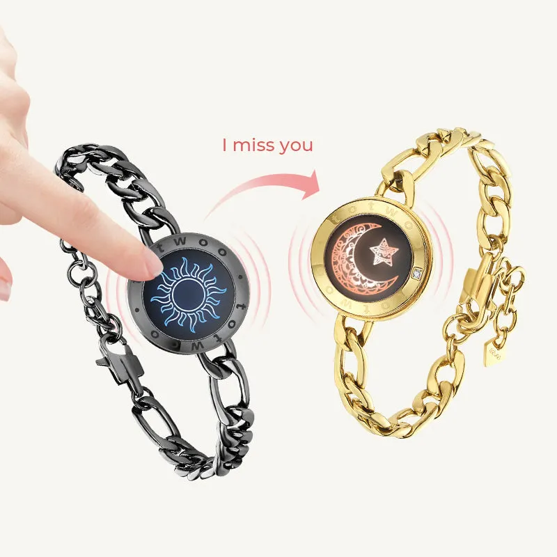 Sun&Moon Touch Bracelets with Figaro Chain(Black+Gold) sold by Totwoo product image thumbnail 2