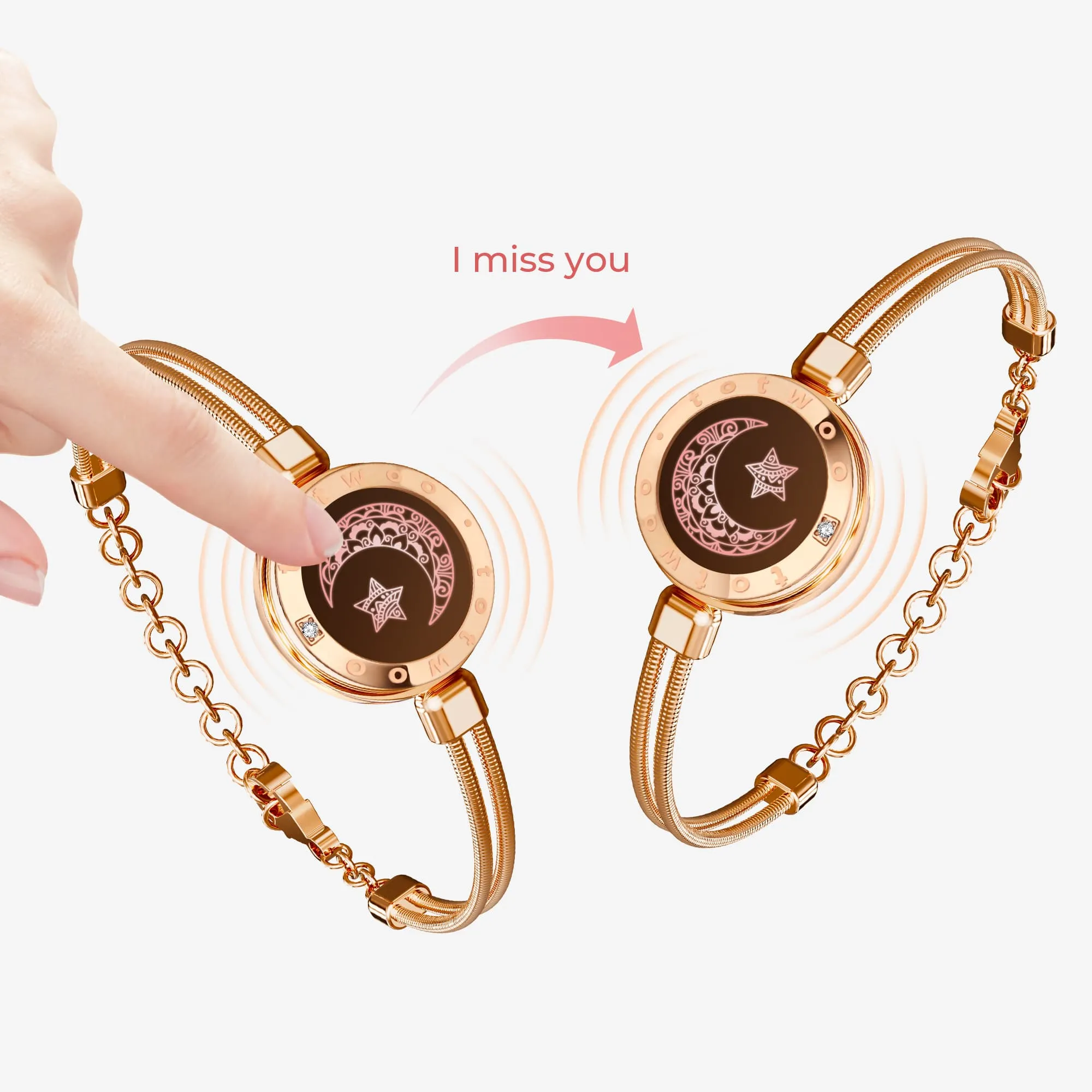 Moon&Star Touch Bracelets with Snake Chain (Rose Gold+Rose Gold) sold by Totwoo product image thumbnail 3