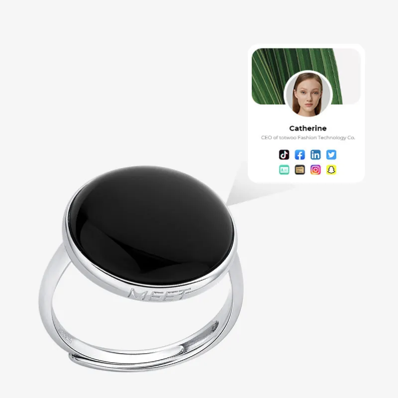 totwoo MEET Black Agate Smart Ring(18K White Gold Pated Silver) sold by Totwoo