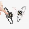 Sun&Moon Touch Bracelets with Snake Chain (Black+Silver) sold by Totwoo