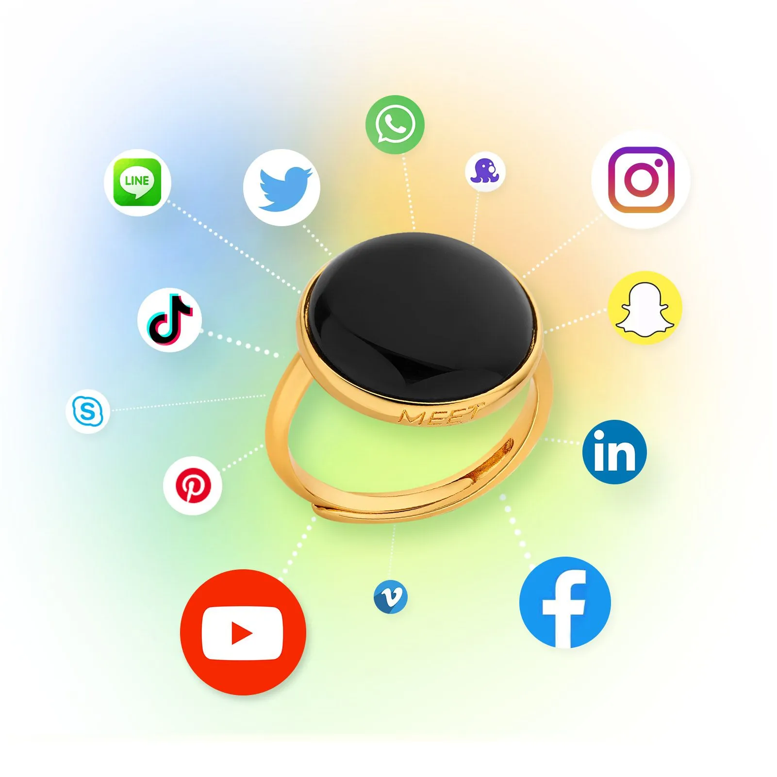 totwoo MEET Black Agate Smart Ring(18K Gold Pated Brass) sold by Totwoo product image thumbnail 4