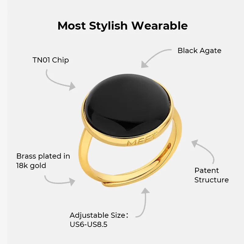 totwoo MEET Black Agate Smart Ring(18K Gold Pated Brass) sold by Totwoo product image thumbnail 5