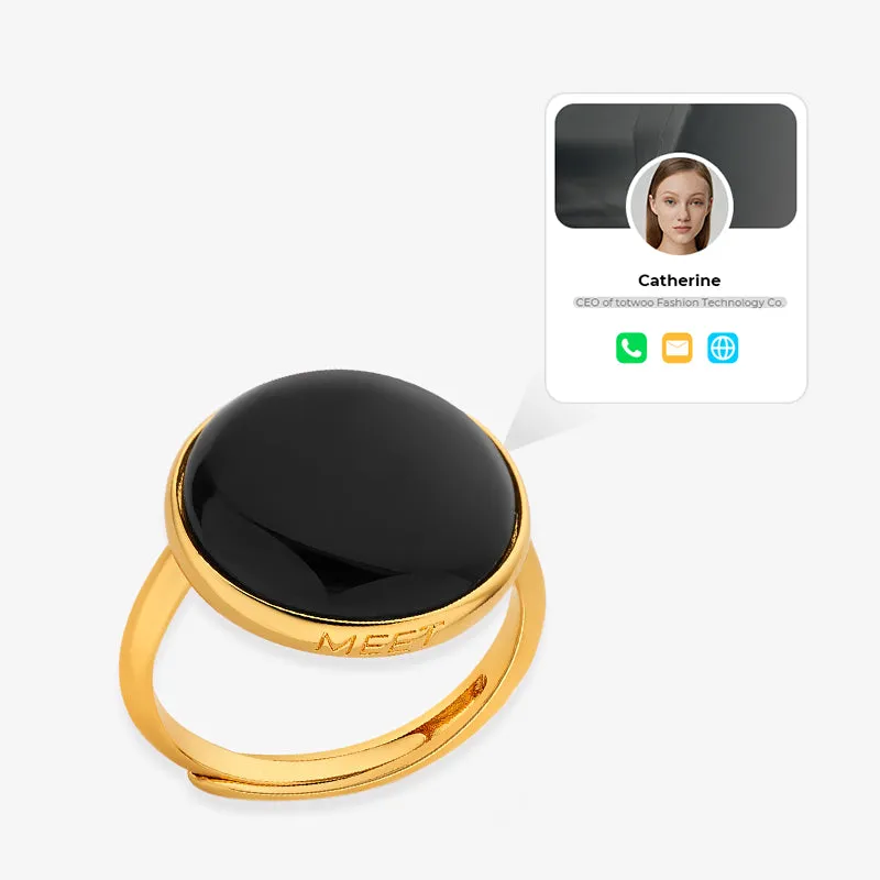 totwoo MEET Black Agate Smart Ring(18K Gold Pated Brass) sold by Totwoo