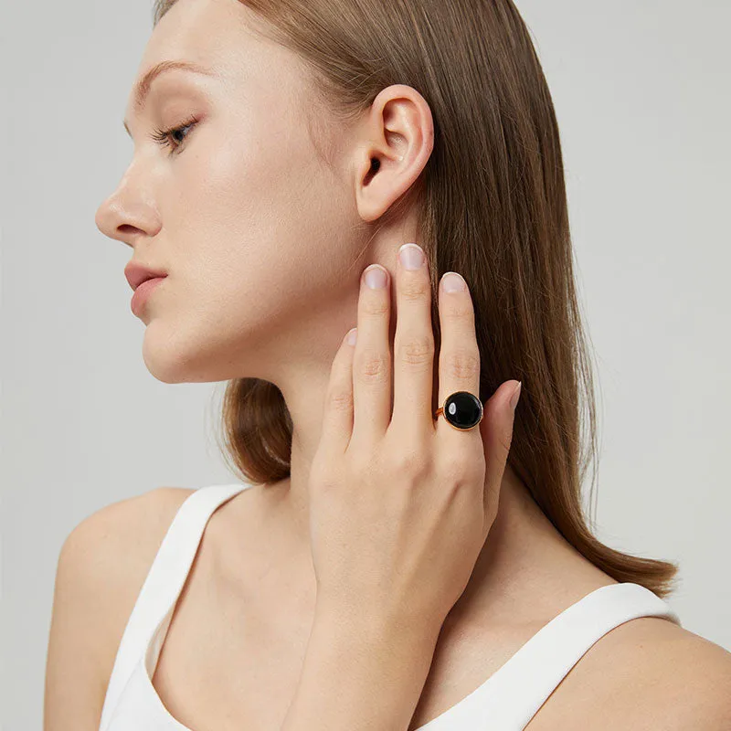 totwoo MEET Black Agate Smart Ring(18K Gold Pated Brass) sold by Totwoo product image thumbnail 3