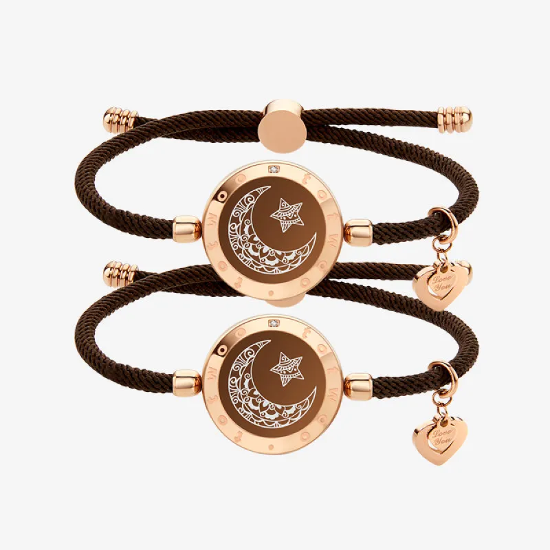 Moon&Star Touch Bracelets with Milan Rope (Brown+Brown) sold by Totwoo