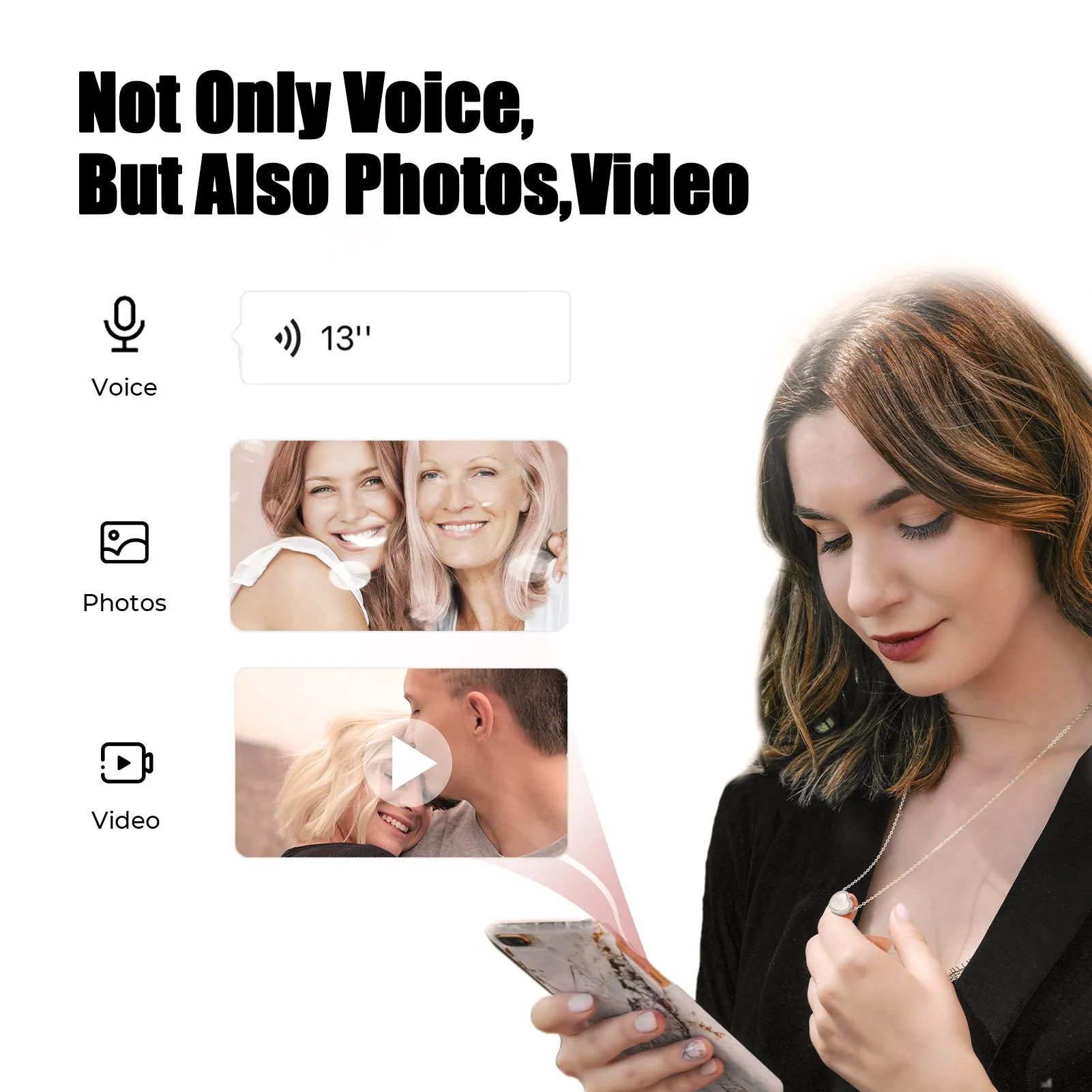 Totwoo Memory NFC Necklace(18K White Gold Plated Silver & Mother of Pearl) sold by Totwoo product image thumbnail 3