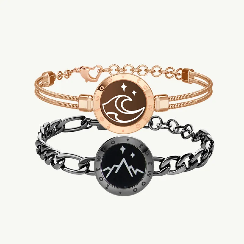 Mountain&Sea Touch Bracelets (Black Figaro Chain+Rose Gold Snake Chain) sold by Totwoo