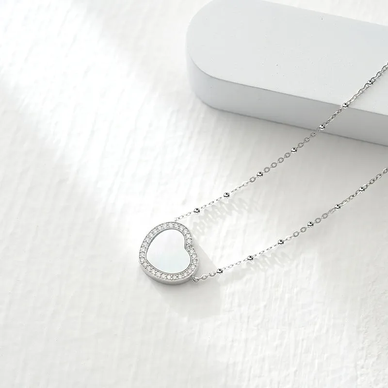 Totwoo Memory Necklace with Spacer Bead Chain(18K White Gold Plated Silver & Mother of Pearl) sold by Totwoo product image thumbnail 5