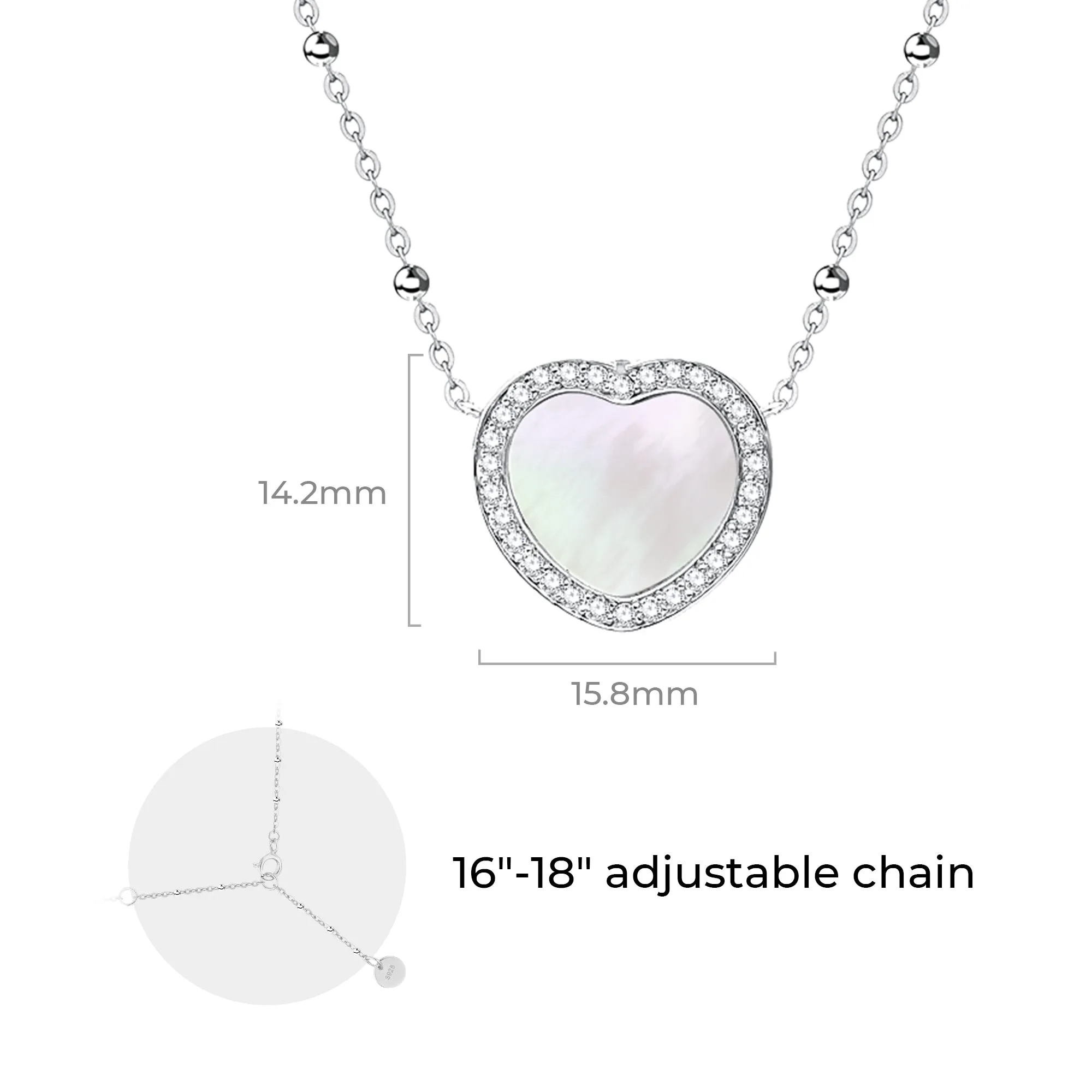 Totwoo Memory Necklace with Spacer Bead Chain(18K White Gold Plated Silver & Mother of Pearl) sold by Totwoo product image thumbnail 3