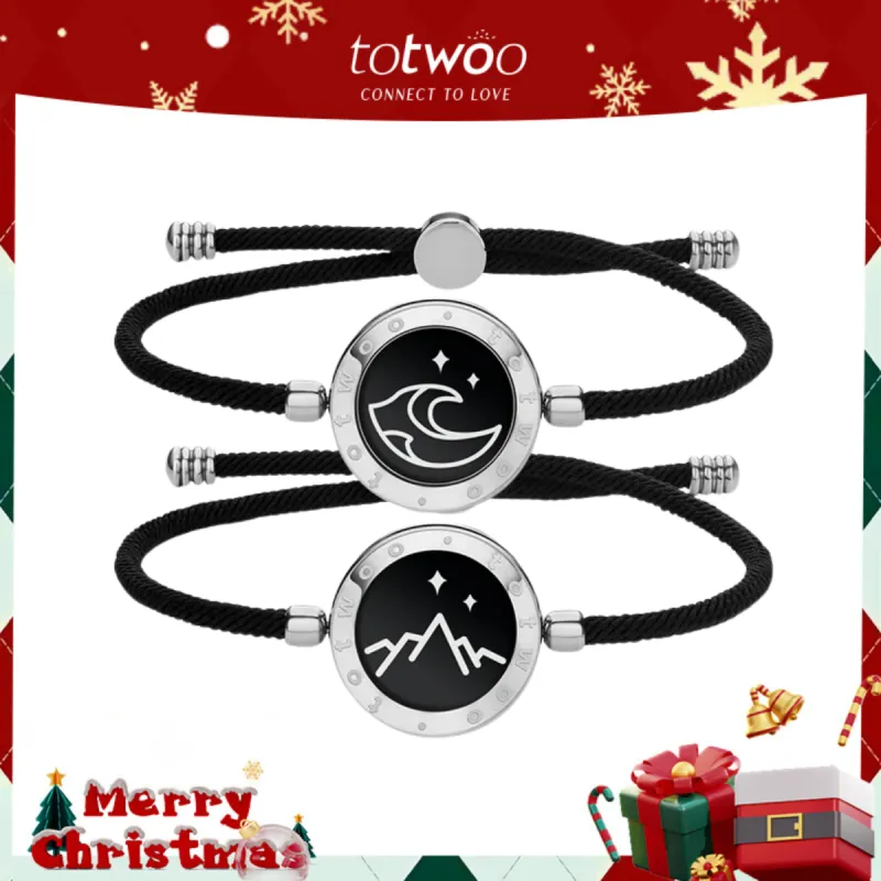 [Connected in Red Gift Packaging] Mountain & Sea Touch Bracelets with Milan Rope (Black+Black) sold by Totwoo