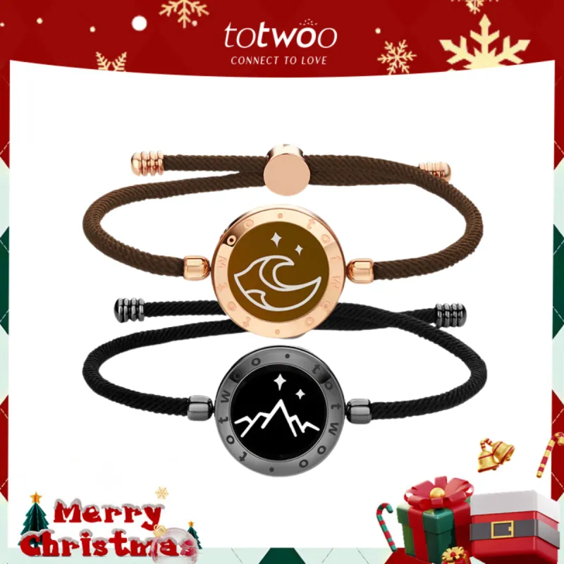 [Connected in Red Gift Packaging] Mountain & Sea Touch Bracelets with Milan Rope (Black+Rose Gold) sold by Totwoo