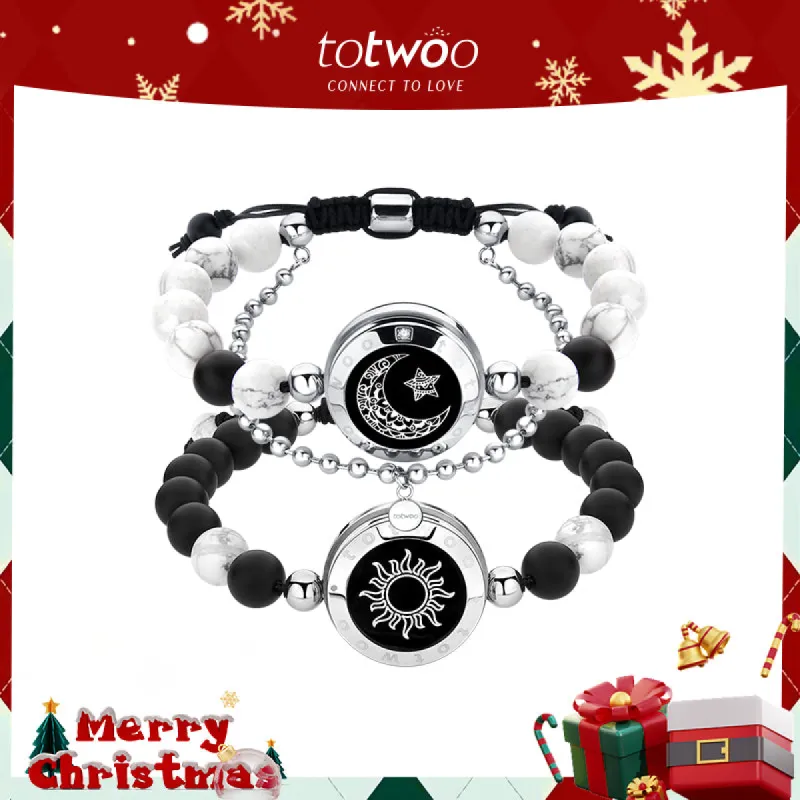 [Connected in Red Gift Packaging] Sun&Moon Touch Bracelets with Matching Beads sold by Totwoo