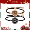 [Connected in Red Gift Packaging] Sun&Moon Touch Bracelets with Milan Rope (Black+Brown) sold by Totwoo