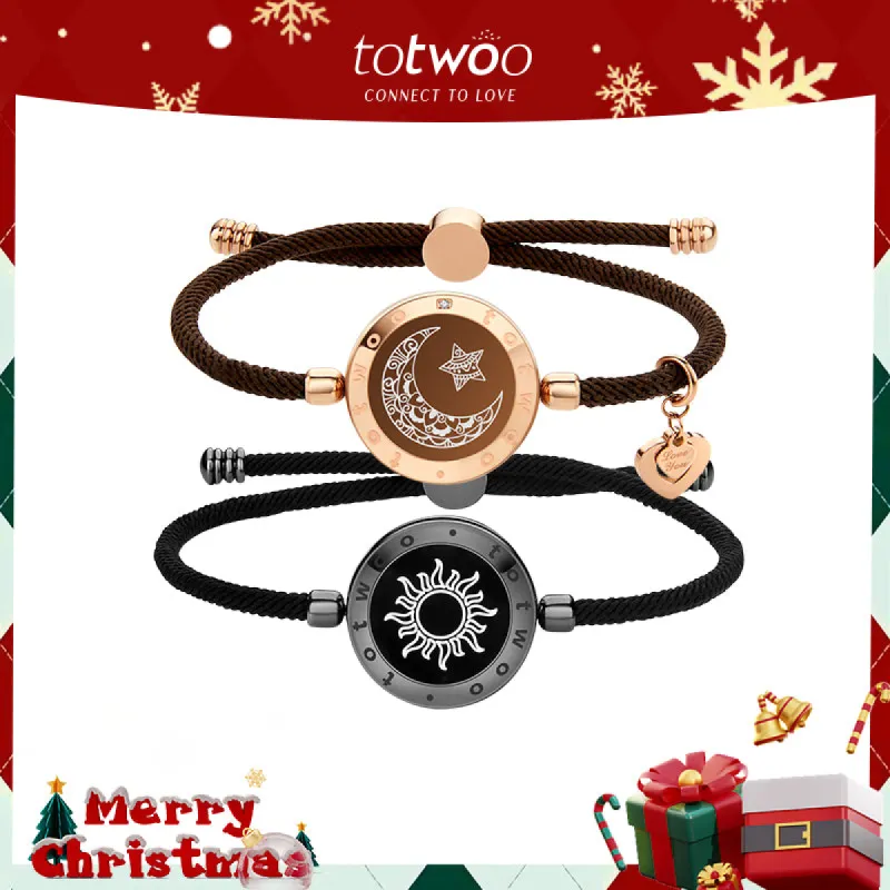 [Connected in Red Gift Packaging] Sun&Moon Touch Bracelets with Milan Rope (Black+Brown) sold by Totwoo