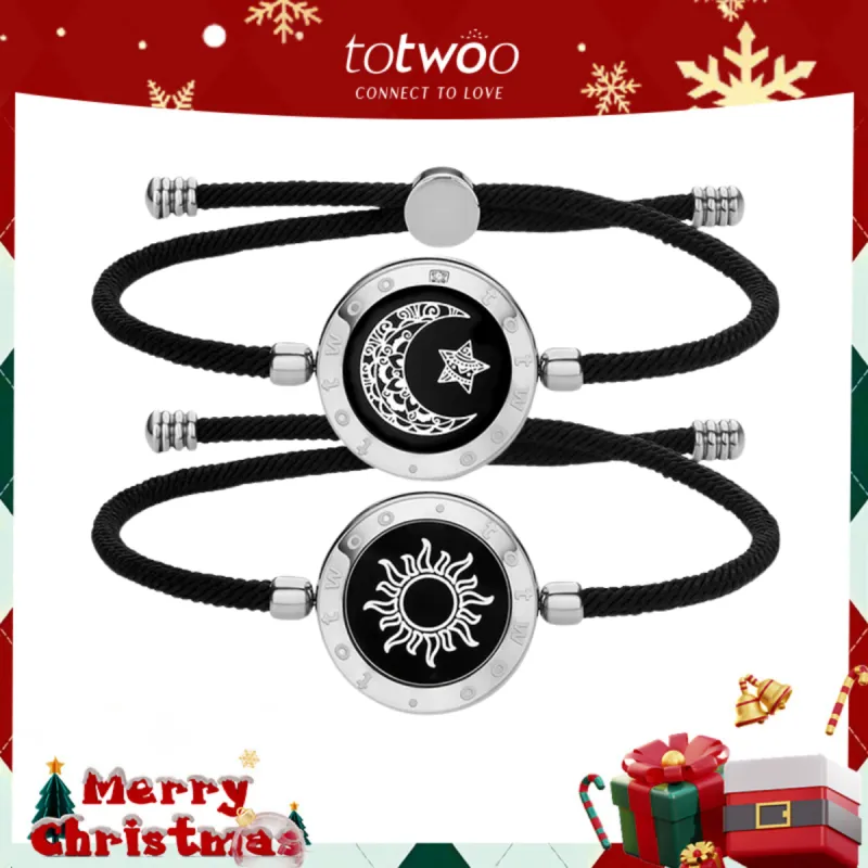 [Connected in Red Gift Packaging] Sun&Moon Touch Bracelets with Milan Rope(Silver+Silver) sold by Totwoo
