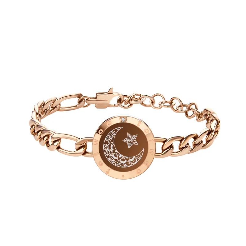 Moon Single Touch Bracelets with Figaro Chain sold by Totwoo