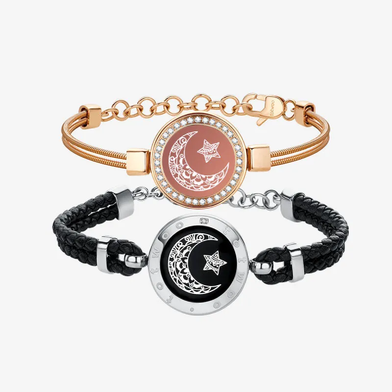 Sun & Moon Touch Bracelets (Snake Chain + Braided Cord) sold by Totwoo