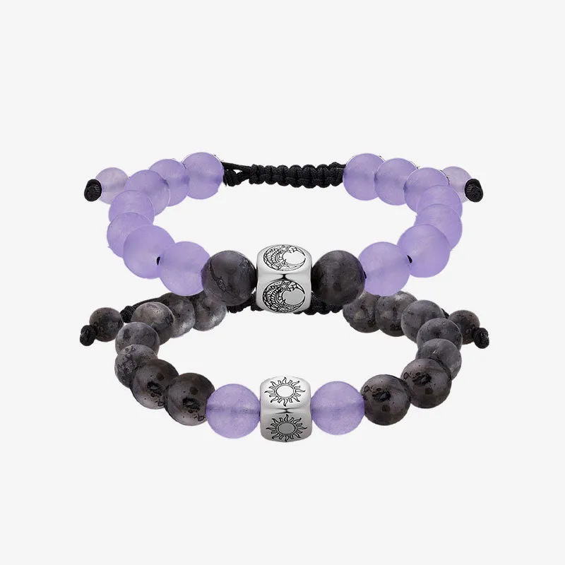 Sun&Moon Beaded Bracelets in Purple and Black sold by Totwoo