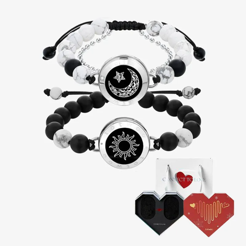 [White Heart Gift Packaging] Sun&Moon Touch Bracelets with Matching Beads sold by Totwoo