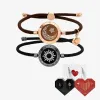 [White Heart Gift Packaging] Sun&Moon Touch Bracelets with Milan Rope (Black+Brown) sold by Totwoo