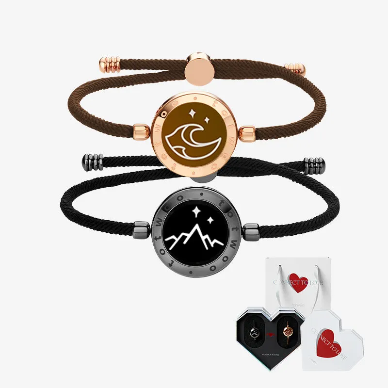 [White Heart Gift Packaging] Mountain & Sea Touch Bracelets with Milan Rope (Black+Rose Gold) sold by Totwoo